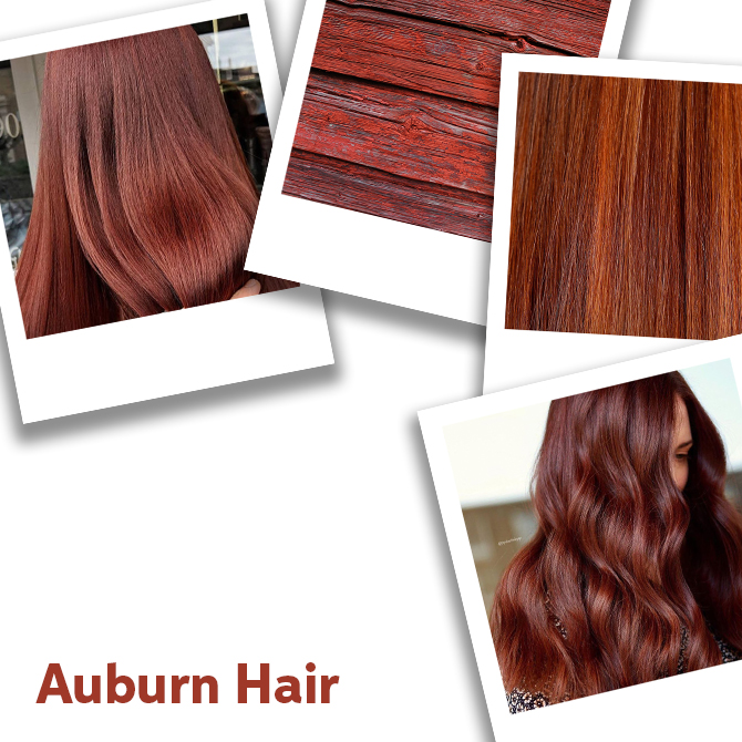 Collage of auburn hair colour ideas, created using Wella Professionals.