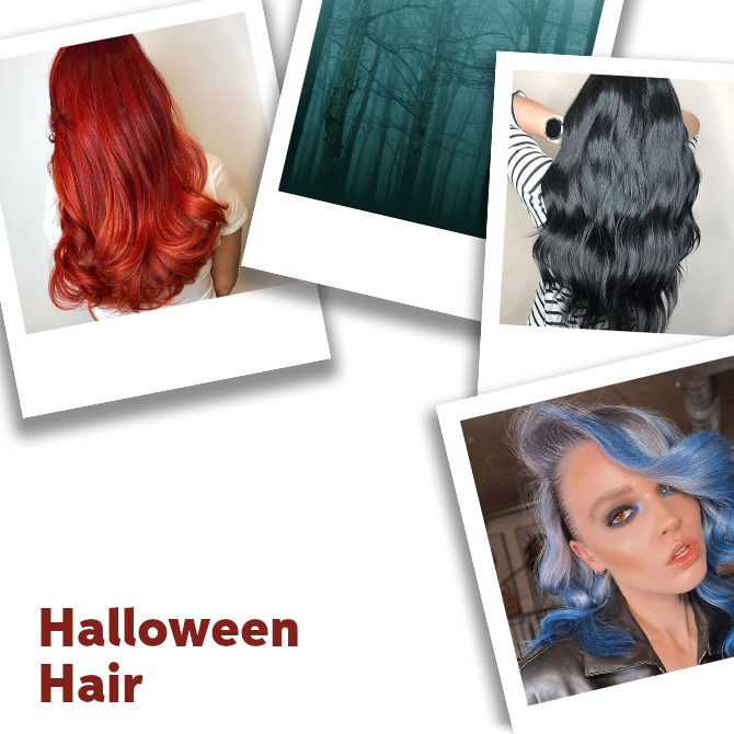 Collage Of Halloween hair, created using Wella Professionals