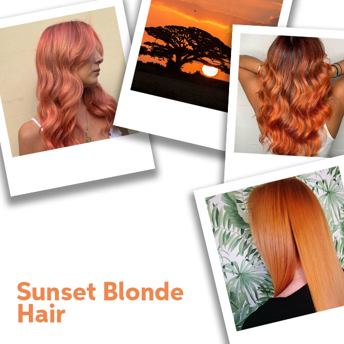 Collage of sunset blonde hair, created using Wella Professionals 