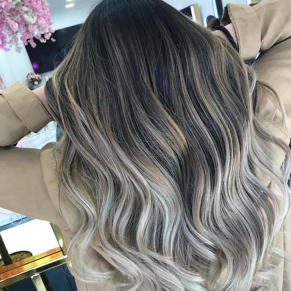 back to back highlights ombre hair technique for shadowed root- how to get  silver grey hair tutorial 