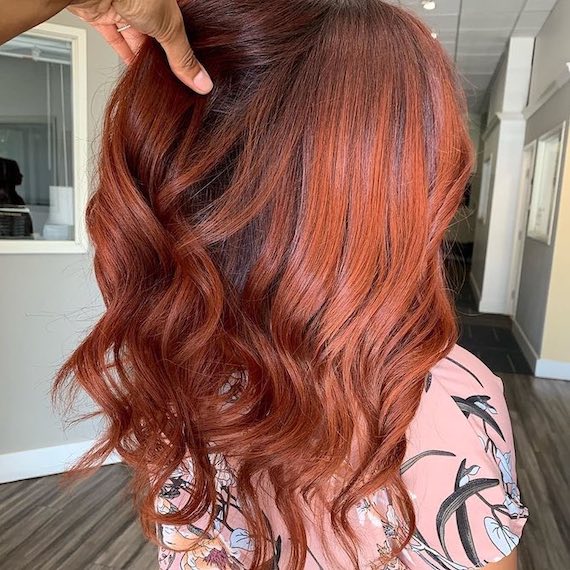 natural red hair with brown lowlights