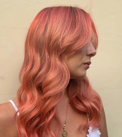Image of rosey Sunset Blonde Hair, created using Wella Professionals