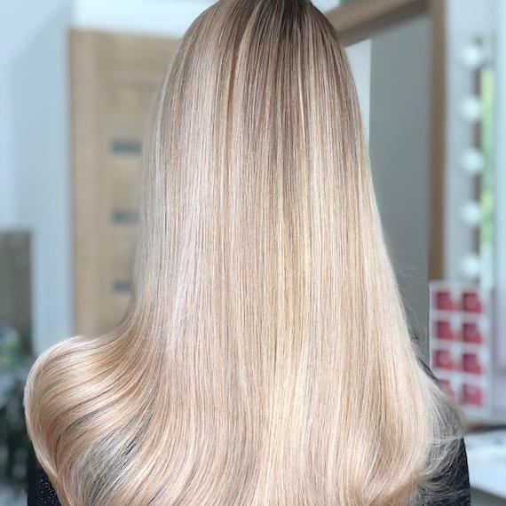 Ash blonde outlet balayage straight hair