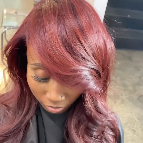 dark reddish brown chocolate cherry hair color