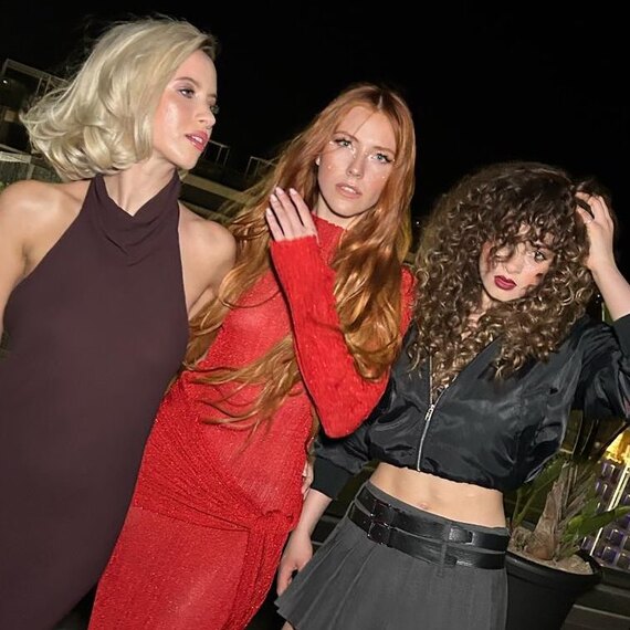 Three models: one with platinum blonde hair, one with strawberry blonde hair and one with chocolate brown hair.