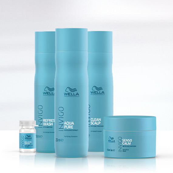 collection of Wella Professionals Invigo Aqua Pure range.