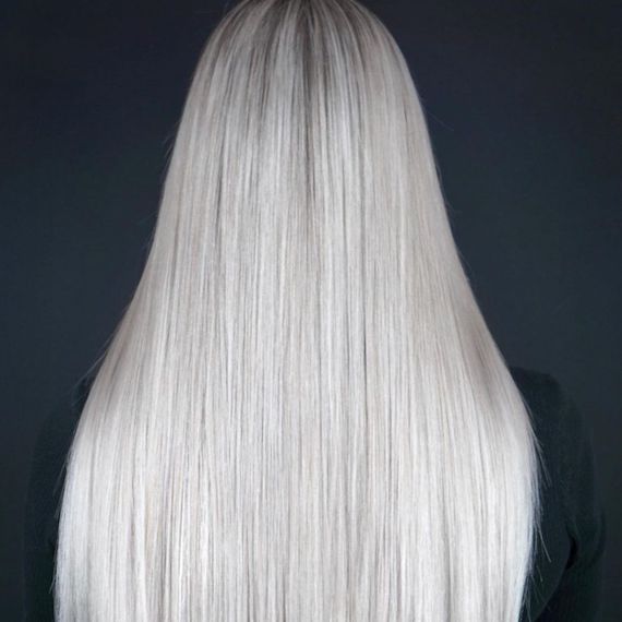 Blonde with store silver highlights