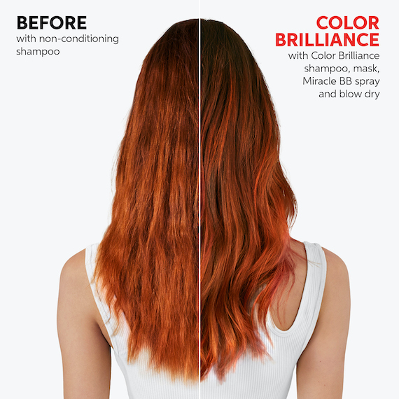 Model’s copper red hair appearing more vibrant after using INVIGO Brilliance.