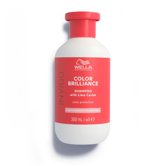A bottle of INVIGO Color Brilliance Color Protection Shampoo.