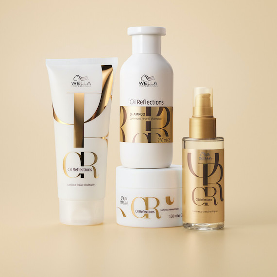 The Wella Oil Reflections hair care collection.