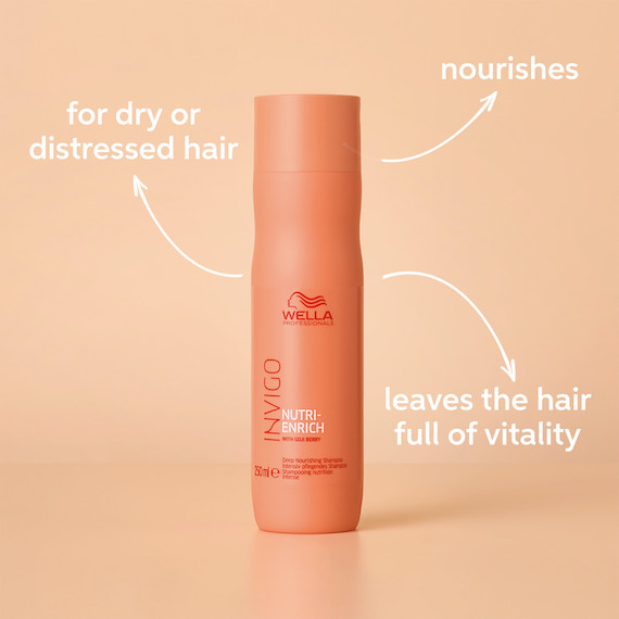 A bottle of INVIGO Nutri-Enrich Deep Nourishing Shampoo.