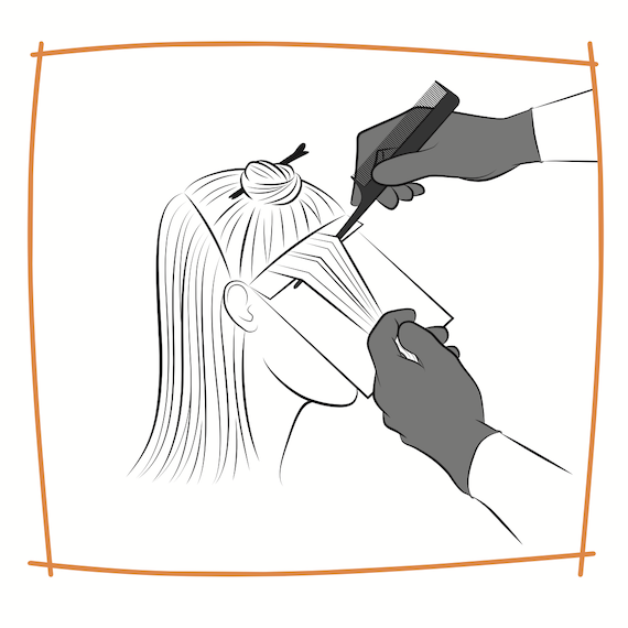 Illustration, die zeigt, was ein Haarslice ist ist. 