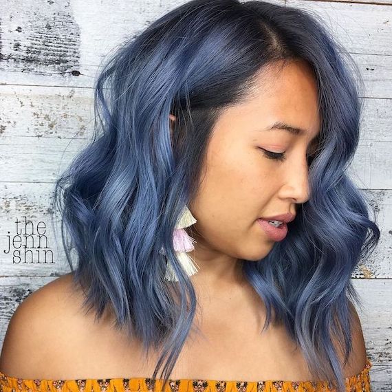 Navy Blue Denim Hair