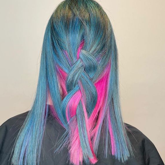 light blue and pink hair