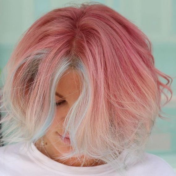 light blue and pink hair