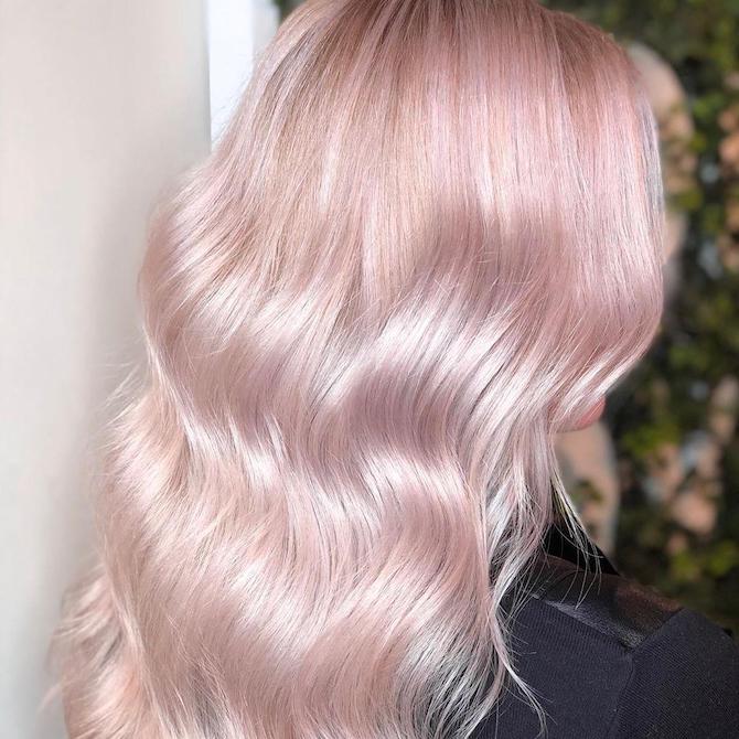 Blonde to Pink Wavy Simplistic Hair