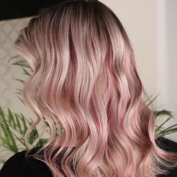 Blonde hair store with pink underneath