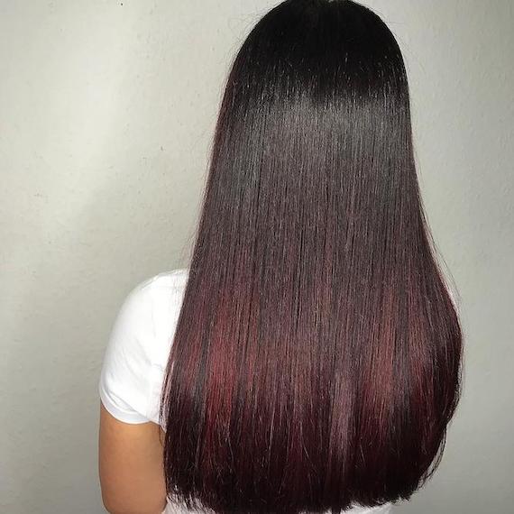 black and dark red ombre hair