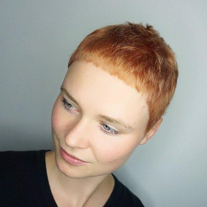 Photo of woman with short pixie cut hairstyle, created using Wella Professionals