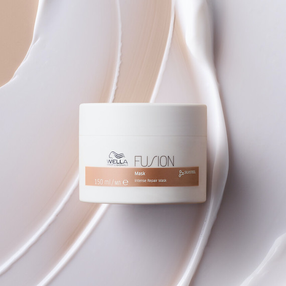 Fusion Hair Mask on a neutral surface.