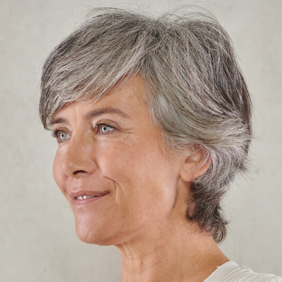 Woman with short grey hair, created using True Grey