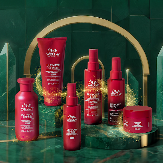 ULTIMATE REPAIR line-up in the Emerald City, including the Shampoo, Conditioner, Miracle Hair Rescue, Protective Leave-In, Night Serum and Mask.