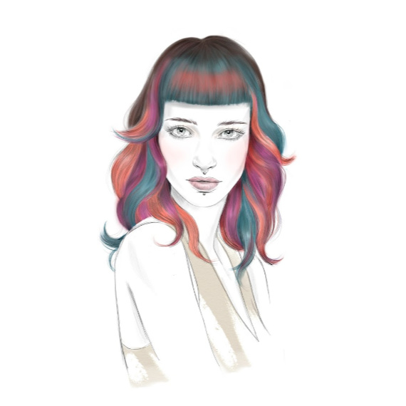 Wella Professionals illustrations showing women with wavy mermaid hair