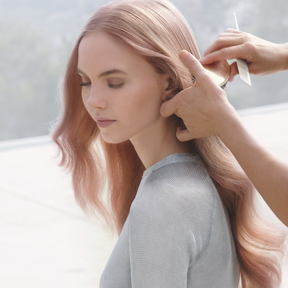 Light pink metallic hair color by Wella Professionals