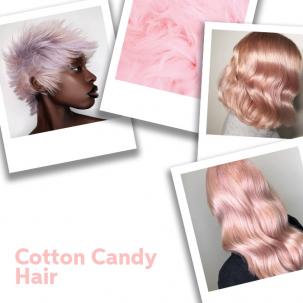 4 images of red hair treated with cotton candy colour hair formulas