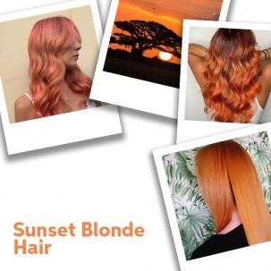 Collage of sunset blonde hair, created using Wella Professionals