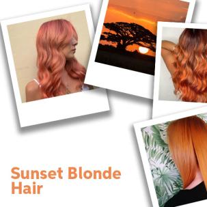 Collage of sunset blonde hair, created using Wella Professionals