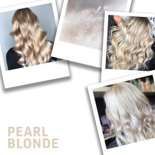 Polaroids of women with pearl blonde wavy hair