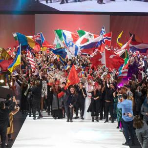 Group of people with flags from different countries