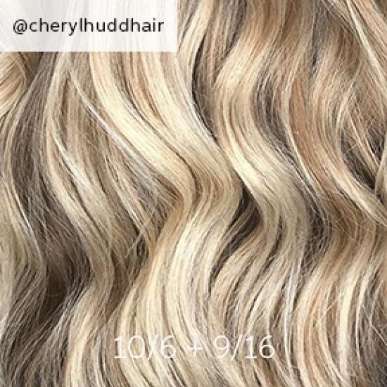 Wavy hair with baby highlights, created using Wella Professionals