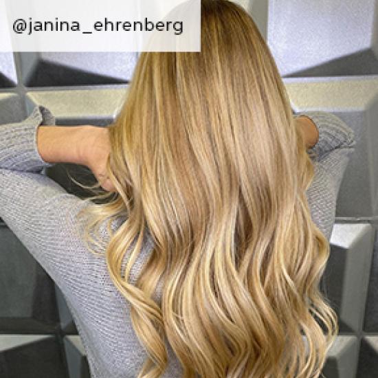 Image of back of head showing butterscotch blonde hair 