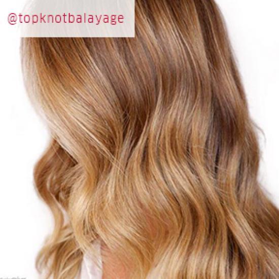 Side profile of woman with long, honey blonde hair, cre-ated using Wella Profession-als.