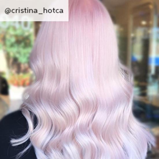 Pink hair, created using Wella Professionals