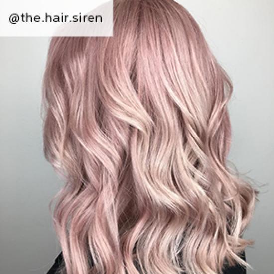 Powder rose hair, created using Wella Professionals