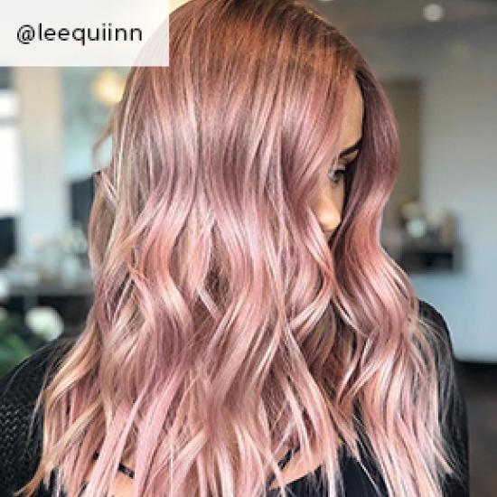 Powder rose hair, created using Wella Professionals