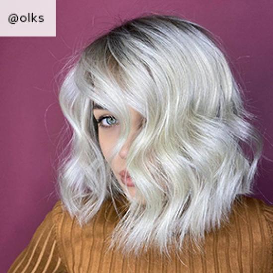 Image of rooted baby blonde hair, created using Wella Professionals