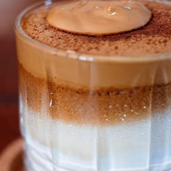 Close up of an iced coffee