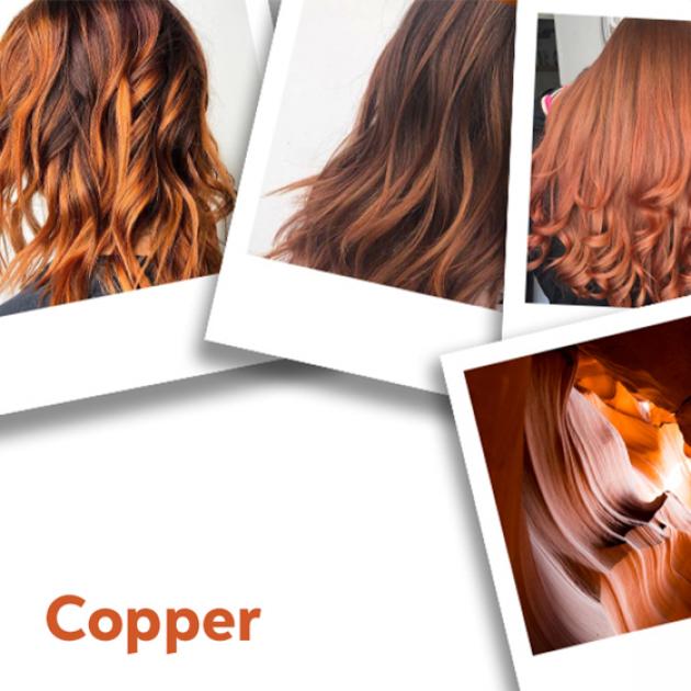 Collage of copper red hair colors.