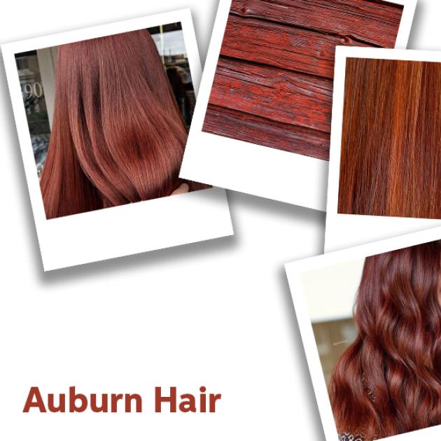 Collage of auburn hair color ideas, created using Wella Professionals.