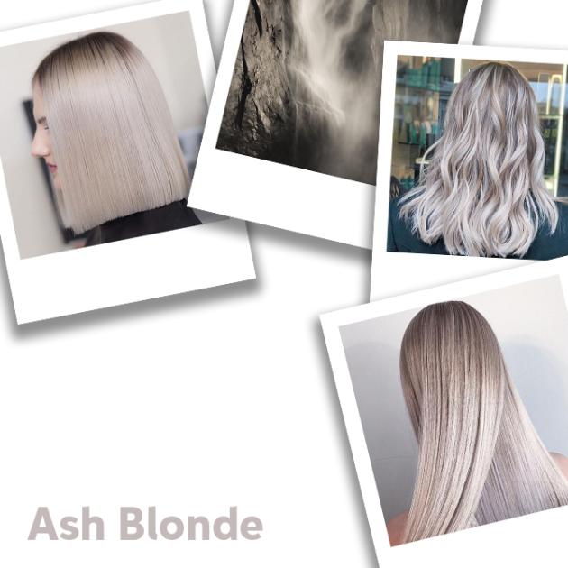 Collage of ash blonde hair, created using Wella Professionals