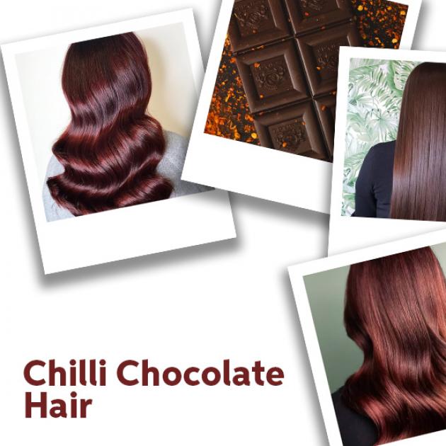 Close up of Chilli Chocolate hair