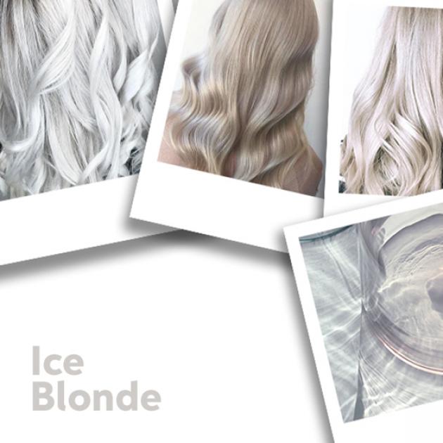 Women with ice blonde hair and a block of ice