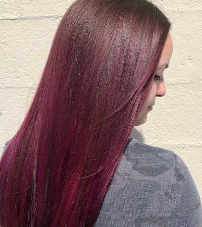 Rosey chilli chocolate hair, created using Wella Professionals