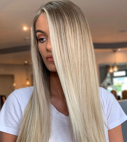 Image of soft Rooted Baby Blonde Hair, created using Wella Professionals