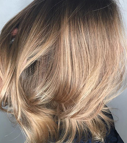 Powdered toffee blonde hair, created using Wella Professionals
