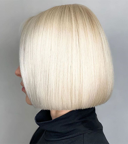 Sleek white chocolate hair, created using Wella Professionals 